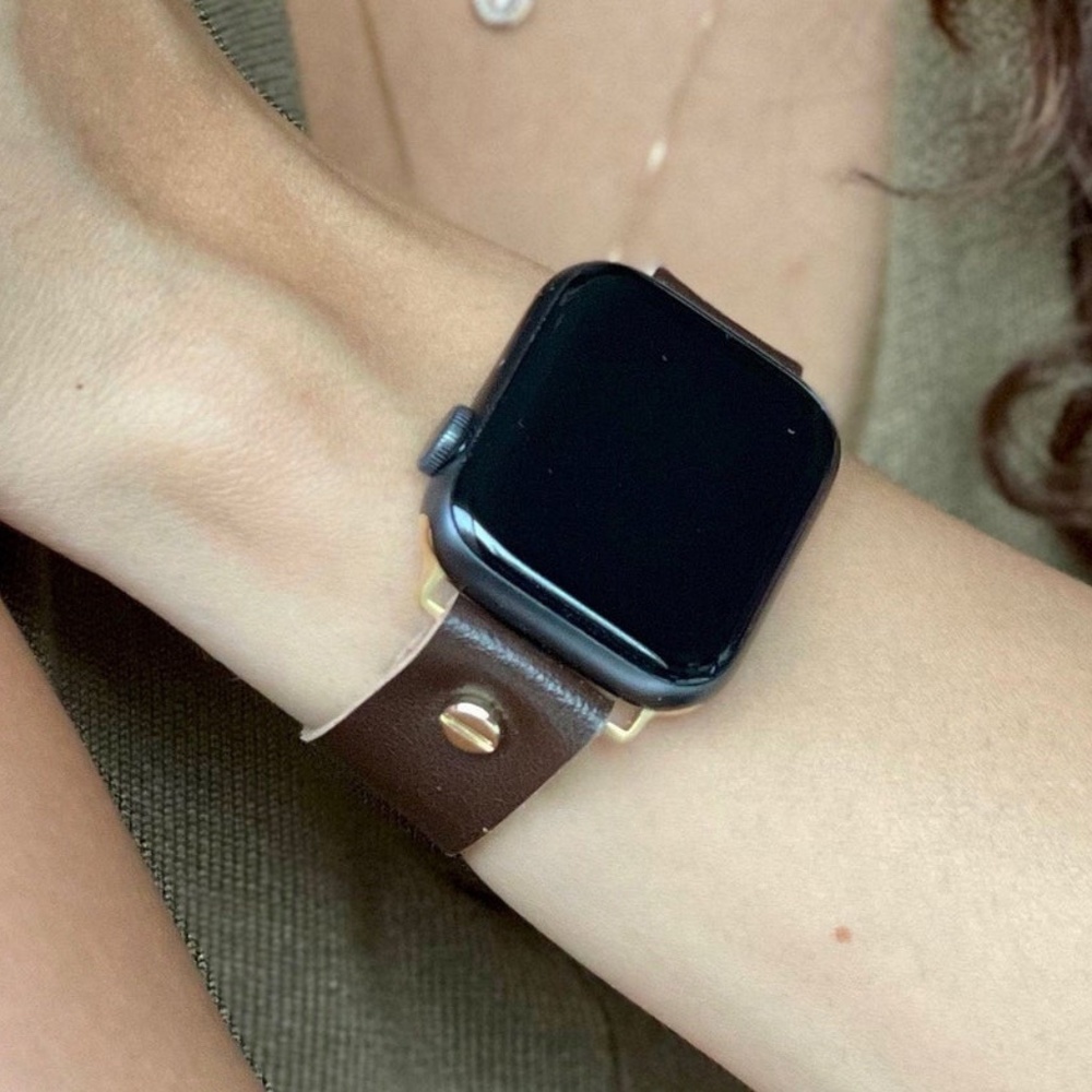 Dark Brown & Gold iWatch Vegan Leather Bracelet